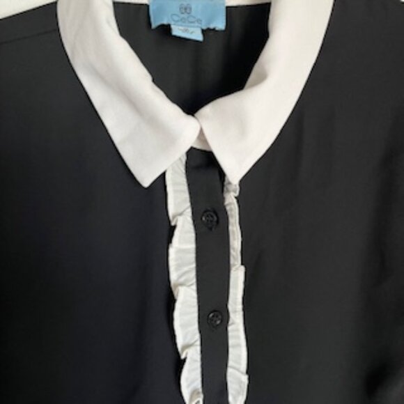 🧡3/15 Cece Long Sleeve Collar Ruffle Button Front Blouse Women's M - Picture 5 of 15